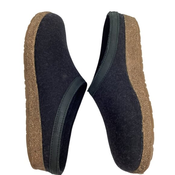 Haflinger Grizzly Torben Pure Wool Mens 44 Slip On Clogs Cork Rubber - Picture 5 of 10